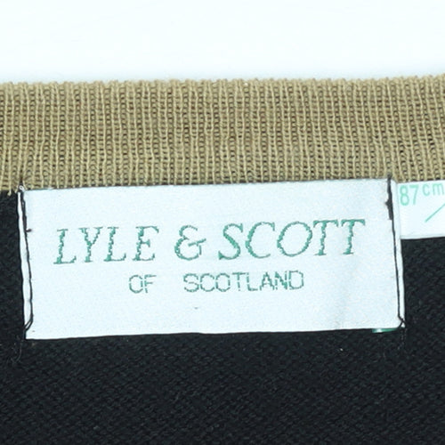 Lyle & Scott Womens Black Wool Blend Crew Neck Short Sleeve Jumper Size 8