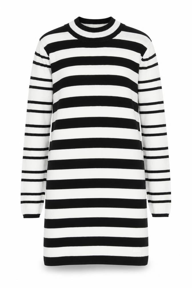 ONLY Women’s Black White Striped Knit Sweater Dress Size M