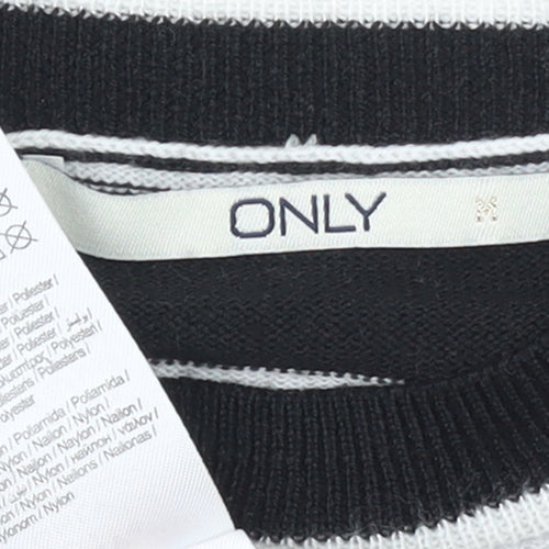 ONLY Women’s Black White Striped Knit Sweater Dress Size M