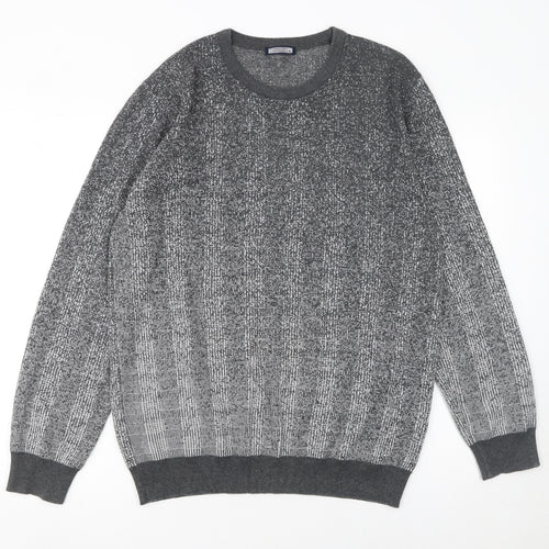 Hatemoglu Men’s Grey Geometric Knit Crew Neck Jumper XL