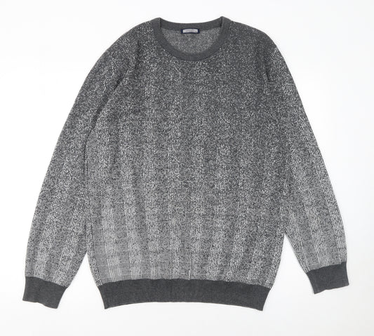 Hatemoglu Men’s Grey Geometric Knit Crew Neck Jumper XL
