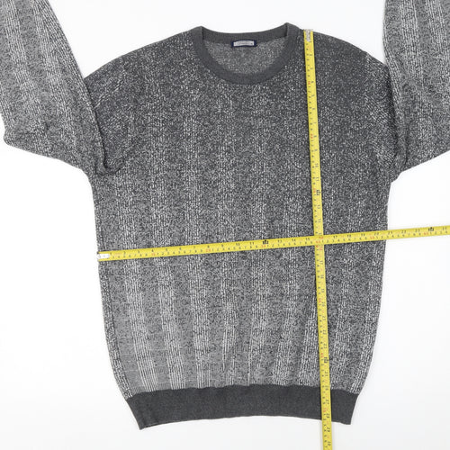 Hatemoglu Men’s Grey Geometric Knit Crew Neck Jumper XL