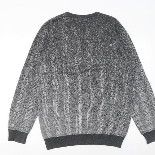 Hatemoglu Men’s Grey Geometric Knit Crew Neck Jumper XL