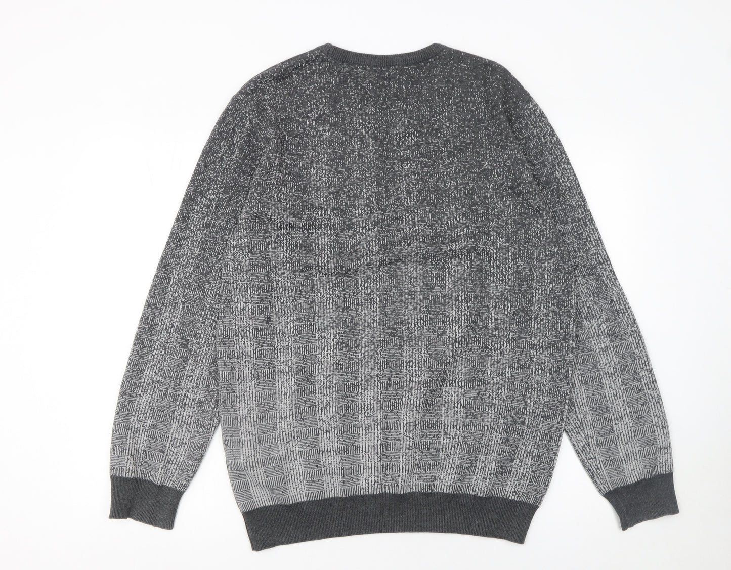 Hatemoglu Men’s Grey Geometric Knit Crew Neck Jumper XL