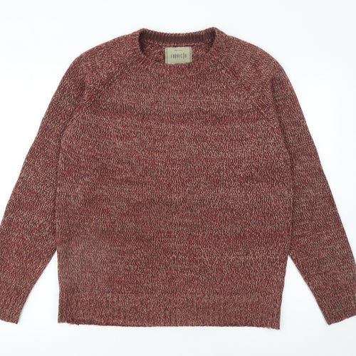 Fabric 8 Mens Red Knit Crew Neck Pullover Jumper Medium