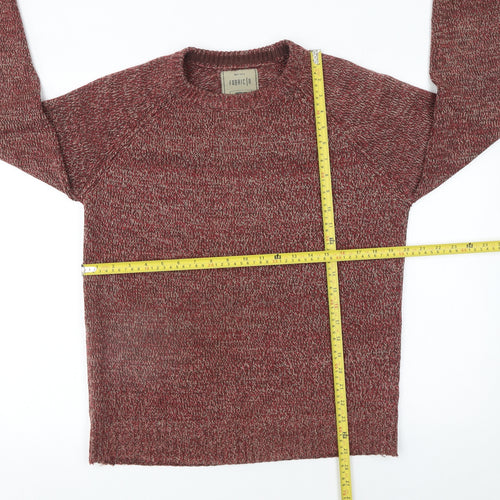 Fabric 8 Mens Red Knit Crew Neck Pullover Jumper Medium