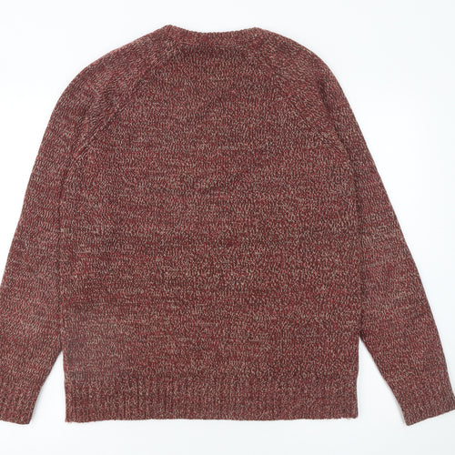 Fabric 8 Mens Red Knit Crew Neck Pullover Jumper Medium