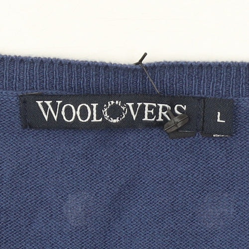 Woolovers Women Blue Polka Dot V-Neck Cotton Silk Cardigan L