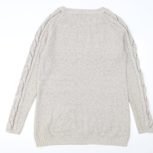 FatFace Womens Ivory Cable Knit Jumper Size 16 Crew Neck Pullover