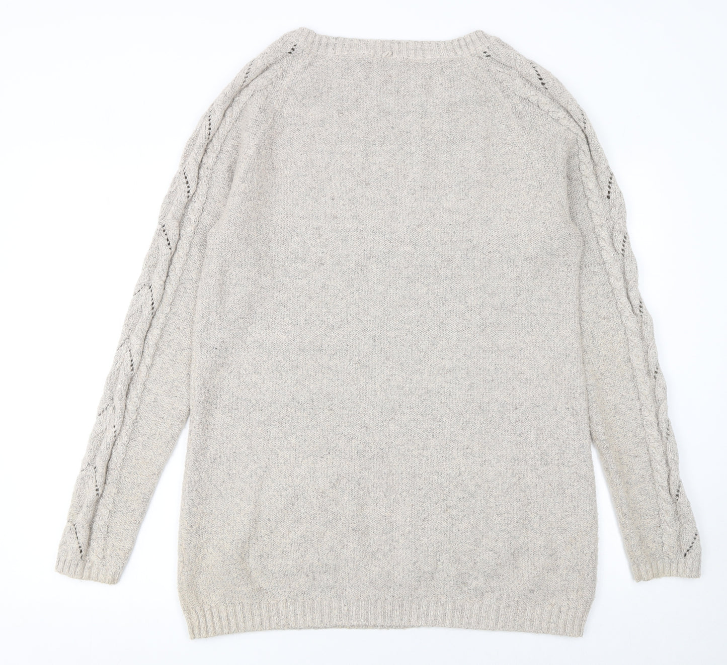 FatFace Womens Ivory Cable Knit Jumper Size 16 Crew Neck Pullover