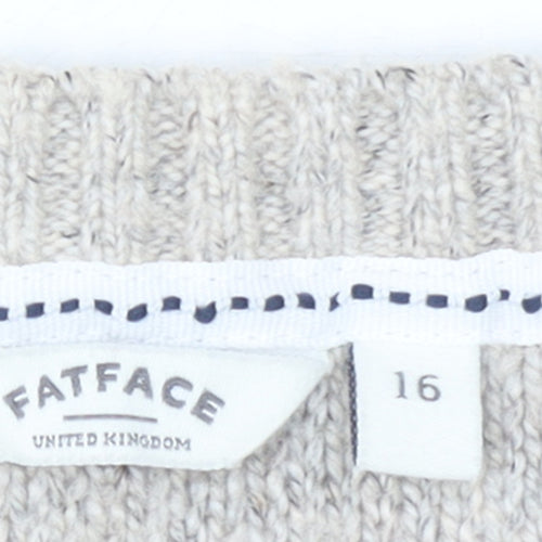 FatFace Womens Ivory Cable Knit Jumper Size 16 Crew Neck Pullover