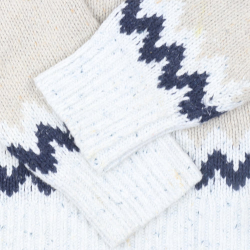 Weird Fish Womens Beige Fair Isle Roll Neck Knit Jumper Size 8