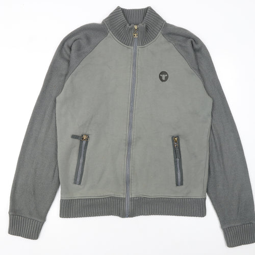 Republic Men’s Grey Full Zip Knit Jumper XL High Neck