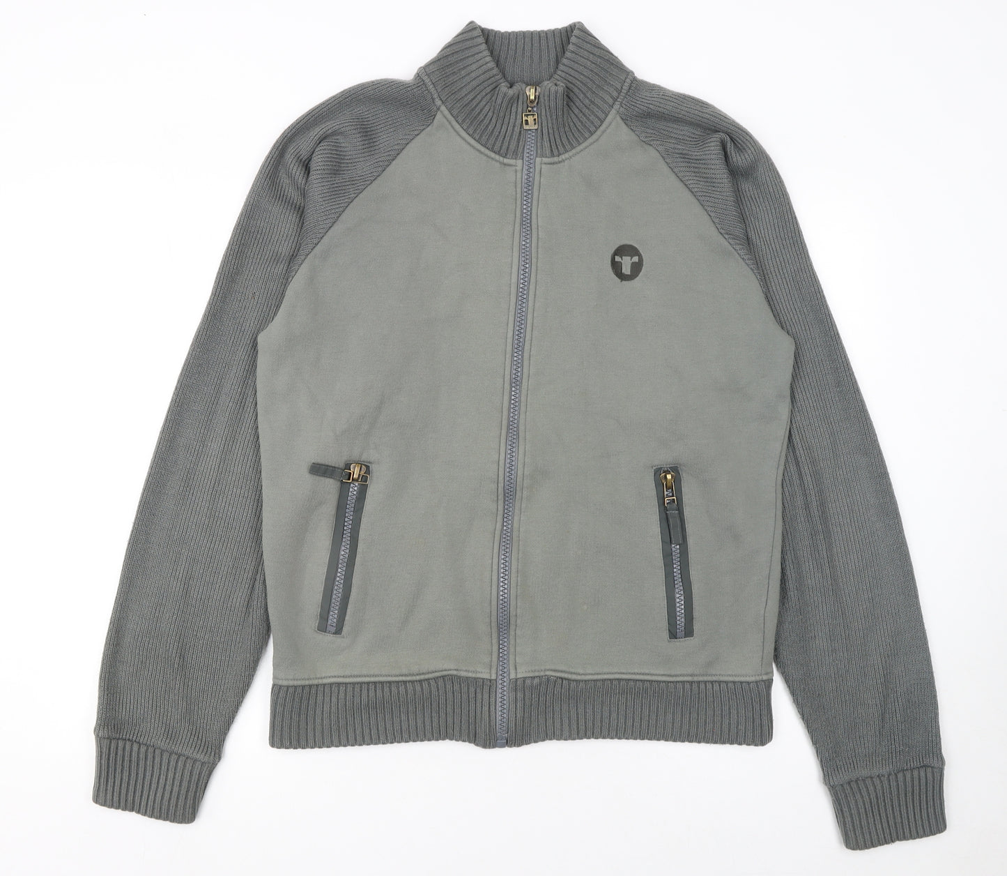 Republic Men’s Grey Full Zip Knit Jumper XL High Neck