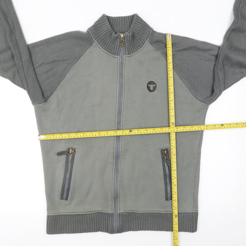Republic Men’s Grey Full Zip Knit Jumper XL High Neck