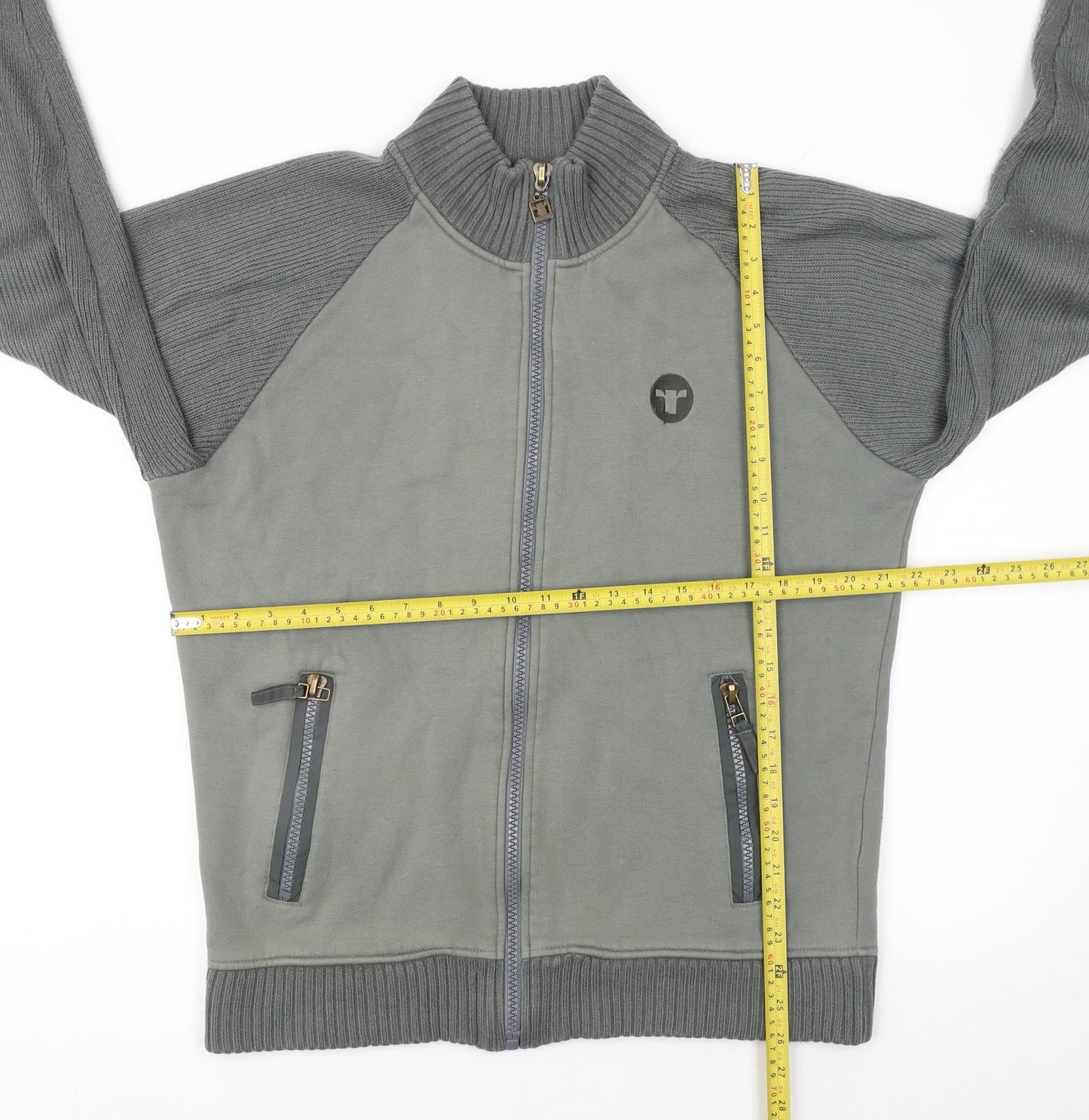 Republic Men’s Grey Full Zip Knit Jumper XL High Neck