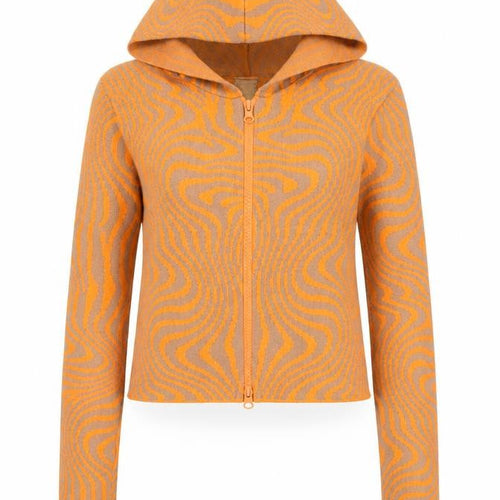 Urban Outfitters Women’s Orange Geometric Hooded Full Zip Jumper Size M