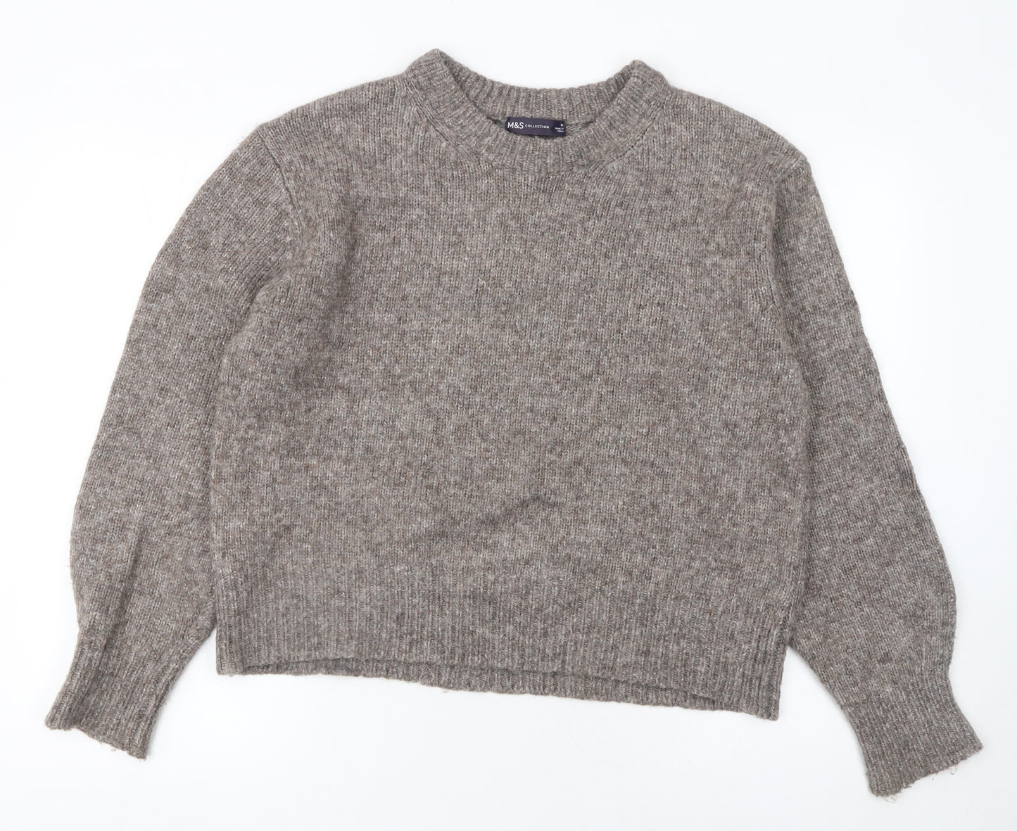 Marks and Spencer Women Beige Knit Crew Neck Pullover Jumper M