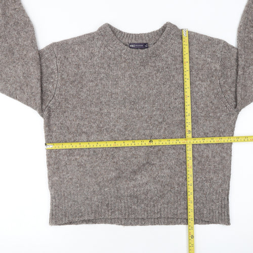 Marks and Spencer Women Beige Knit Crew Neck Pullover Jumper M