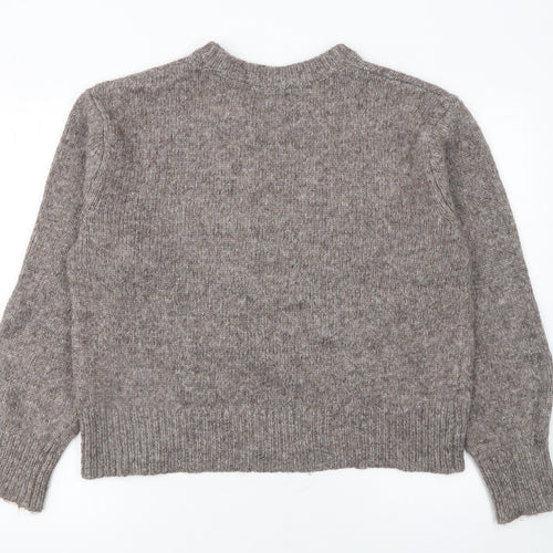 Marks and Spencer Women Beige Knit Crew Neck Pullover Jumper M