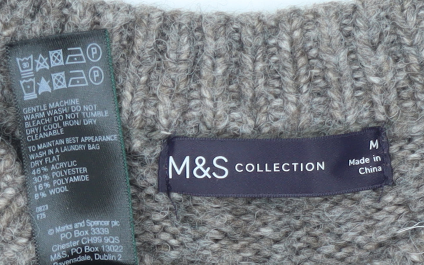 Marks and Spencer Women Beige Knit Crew Neck Pullover Jumper M