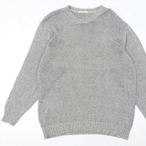 Marks and Spencer Mens Grey Cotton Linen Crew Neck Jumper L
