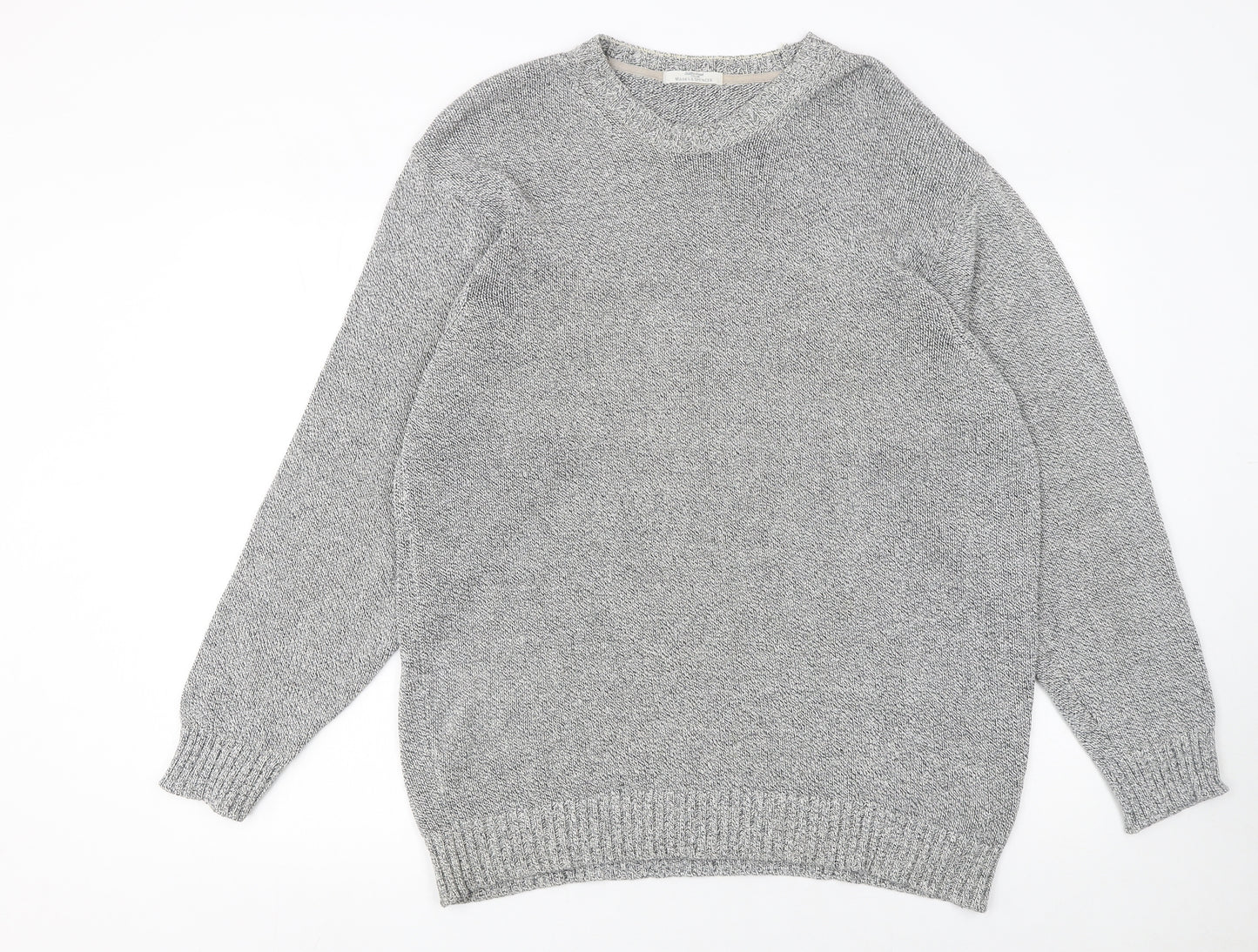 Marks and Spencer Mens Grey Cotton Linen Crew Neck Jumper L