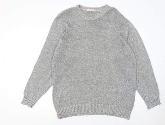 Marks and Spencer Mens Grey Cotton Linen Crew Neck Jumper L