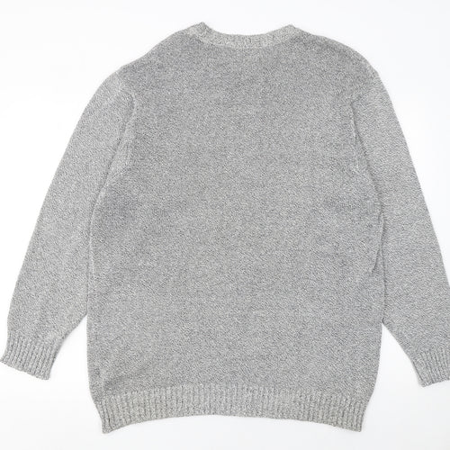 Marks and Spencer Mens Grey Cotton Linen Crew Neck Jumper L