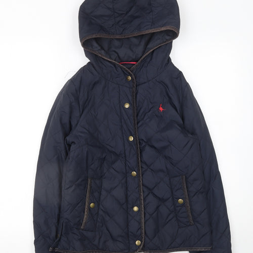 Jack Wills Women's Blue Quilted Hooded Jacket Size 8