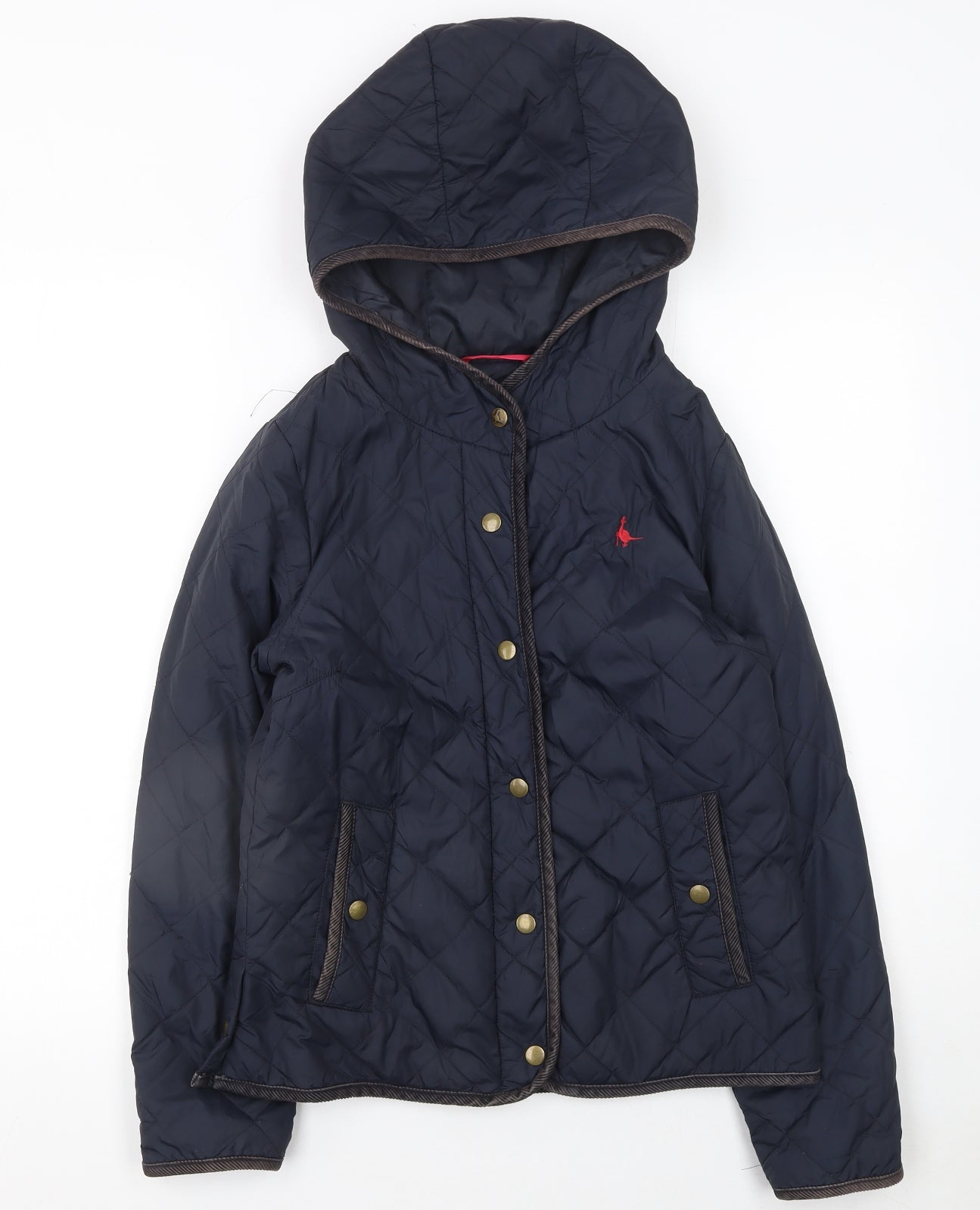 Jack Wills Women's Blue Quilted Hooded Jacket Size 8