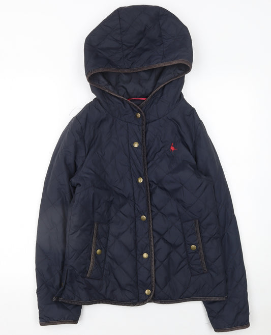 Jack Wills Women's Blue Quilted Hooded Jacket Size 8