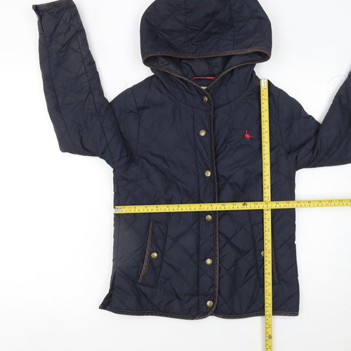 Jack Wills Women's Blue Quilted Hooded Jacket Size 8