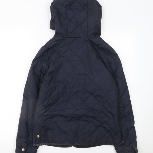 Jack Wills Women's Blue Quilted Hooded Jacket Size 8