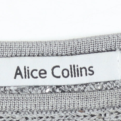 Alice Collins Women Silver Sequin Knit Cape Jumper Size 10