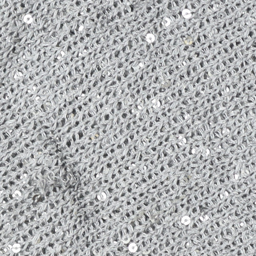 Alice Collins Women Silver Sequin Knit Cape Jumper Size 10