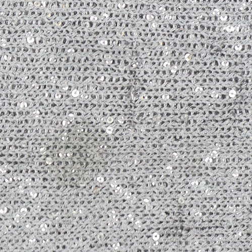 Alice Collins Women Silver Sequin Knit Cape Jumper Size 10