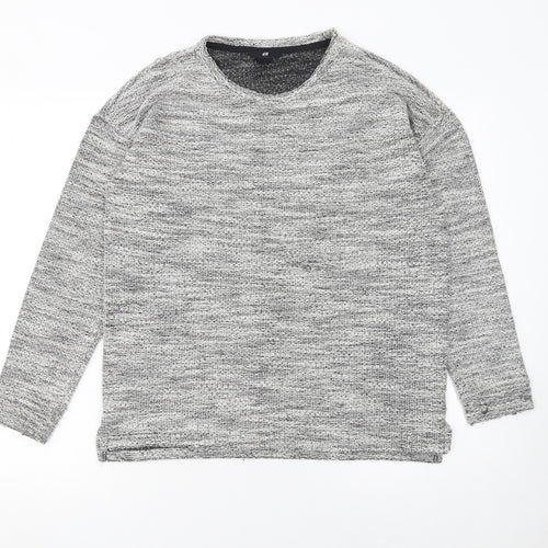 H&M Women's Grey Knit Crew Neck Long Sleeve Pullover Jumper Size S