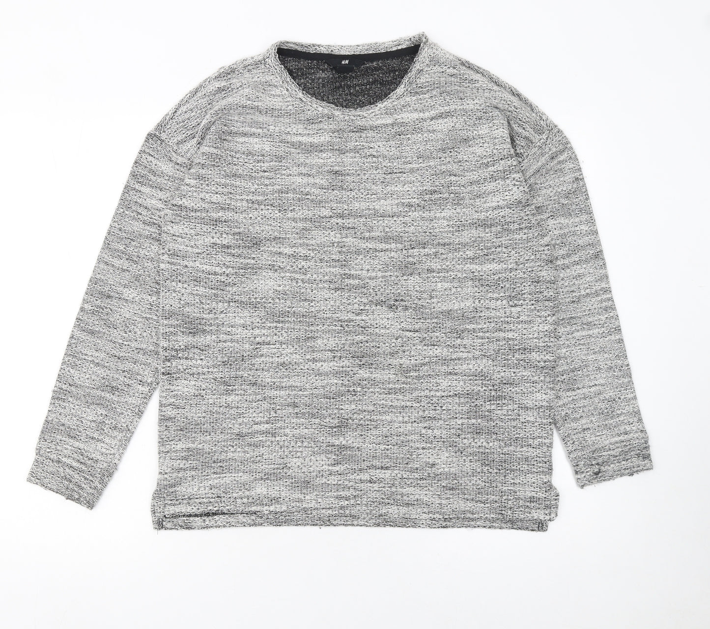 H&M Women's Grey Knit Crew Neck Long Sleeve Pullover Jumper Size S