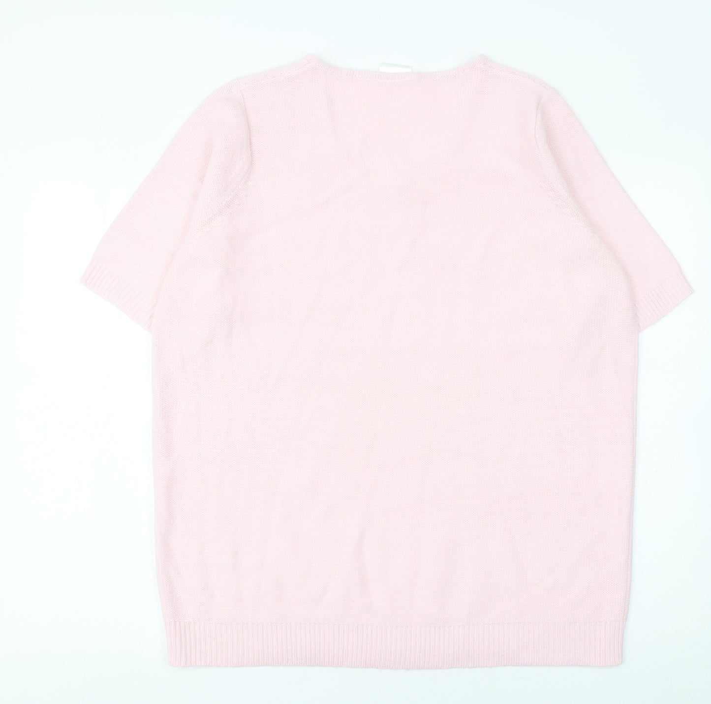 Being Casual Women's Pink Short Sleeve V-Neck Sequin Jumper Size 16