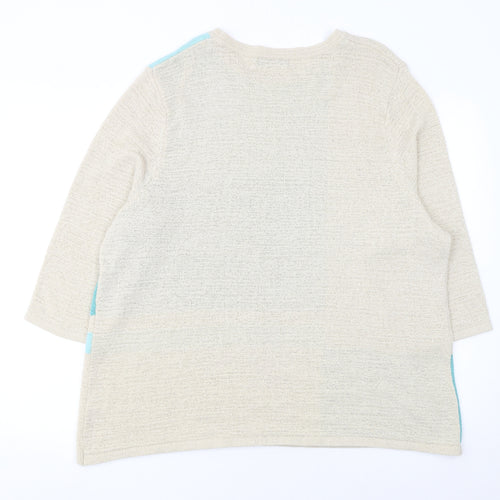 BM Collection Women’s Beige Green Block Knit Jumper L