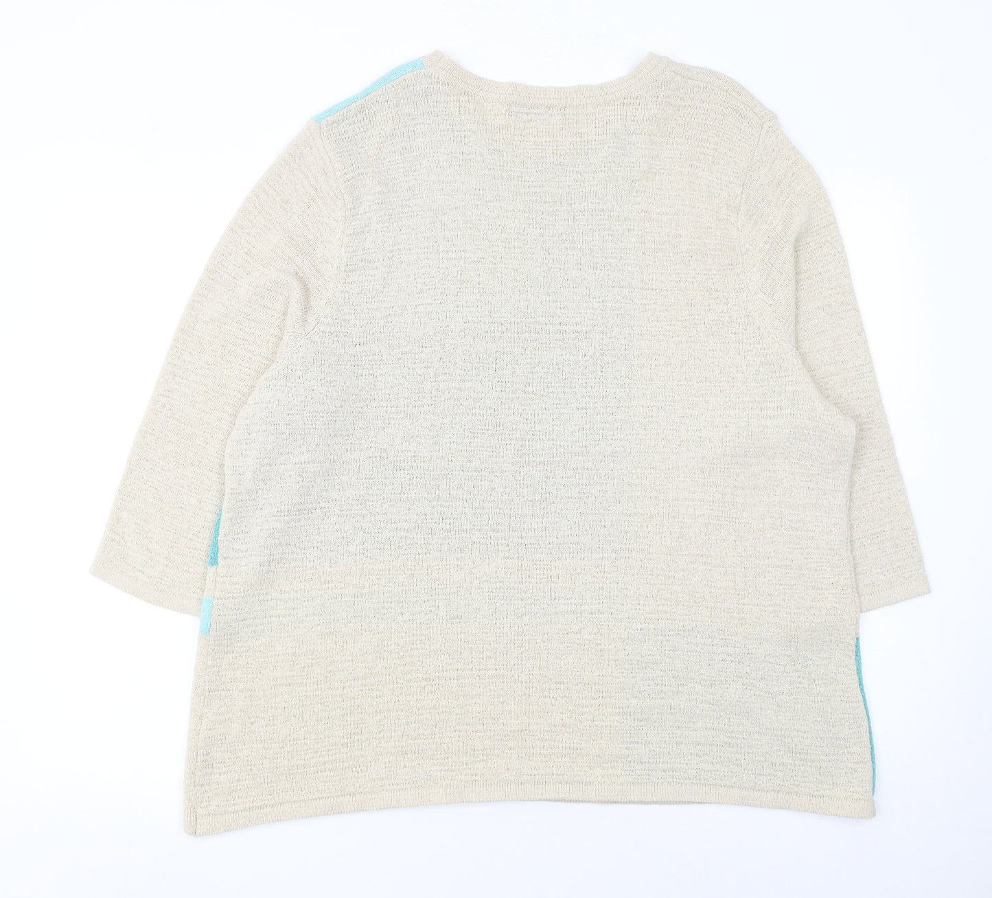 BM Collection Women’s Beige Green Block Knit Jumper L