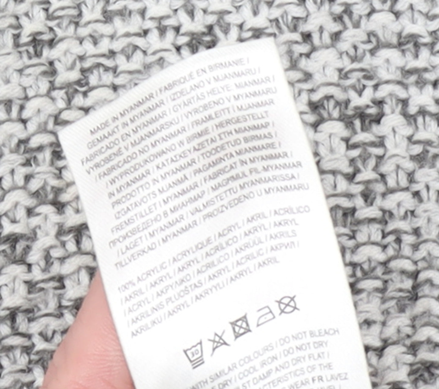 Firetrap Men’s Grey High Neck Chunky-Knit Pullover Jumper Size M