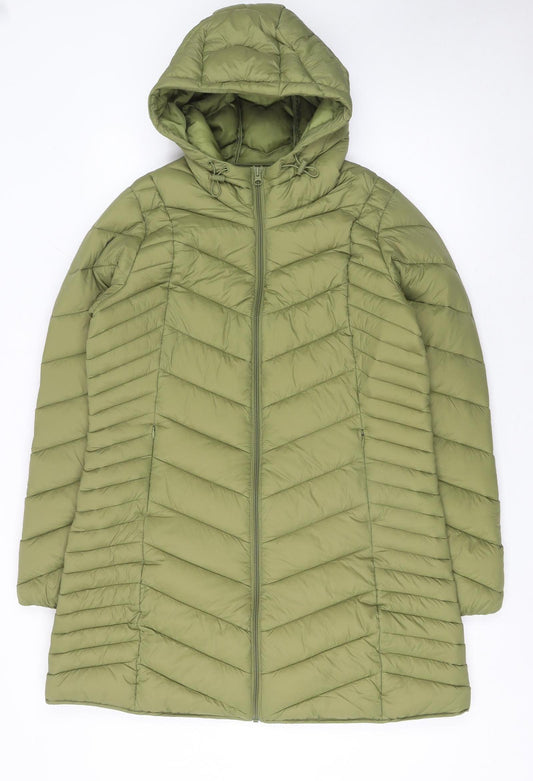 George Women’s Olive Green Long Hooded Puffer Coat Size 12