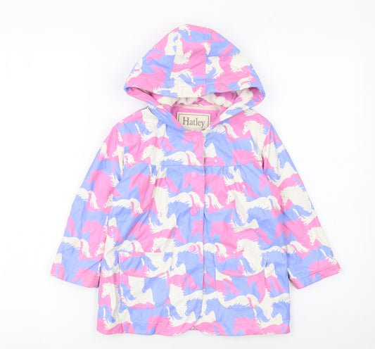 Hatley Girls Multicoloured Unicorn Hooded Rain Coat 3 Years Waterproof Lined