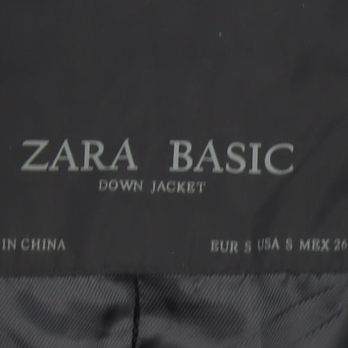 Zara Women Black Long Belted Puffer Down Jacket Size 10