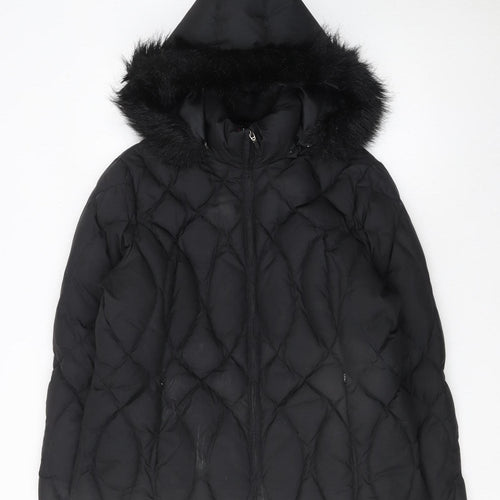 Marks and Spencer Women’s Black XL Quilted Puffer Jacket Hooded Winter Coat
