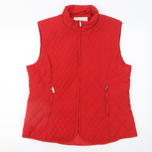 Pure & Natural Women's Red Quilted Waistcoat Gilet Size M