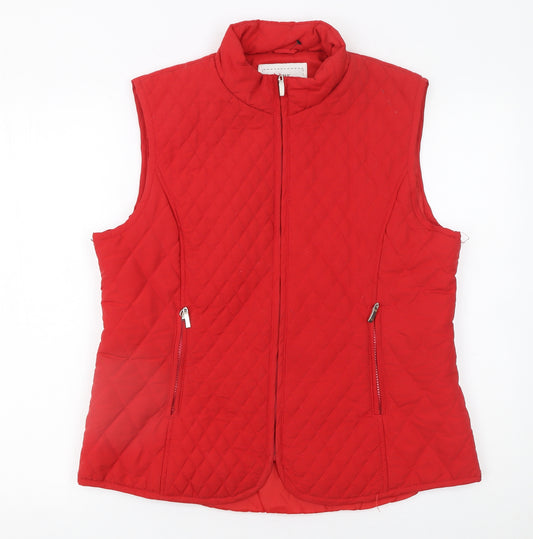 Pure & Natural Women's Red Quilted Waistcoat Gilet Size M