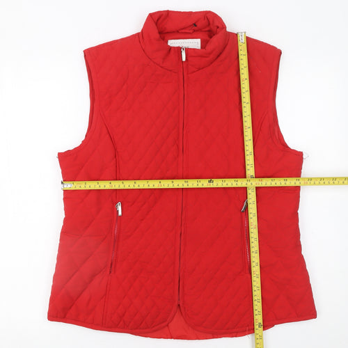 Pure & Natural Women's Red Quilted Waistcoat Gilet Size M